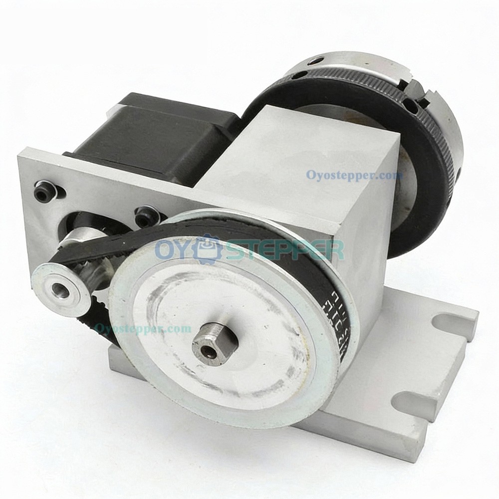 K11-65mm CNC Router 4th Axis Rotary Table with Stepper Motor, 3-Jaw Chuck & Tailstock